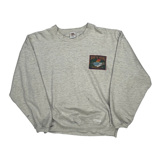 North Shore Brewing Co. Crazy Shirts Graphic Sweatshirt - Large Grey Cotton