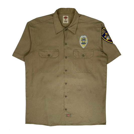 Cadet Police Dickies Short Sleeve Shirt - Medium Khaki Polyester Blend