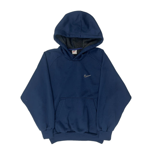 Vintage Nike Hoodie - Medium Navy Cotton Blend