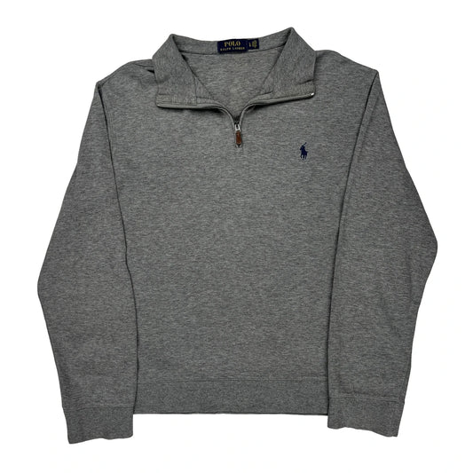 Polo By Ralph Lauren 1/4 Zip - Large Gray Cotton