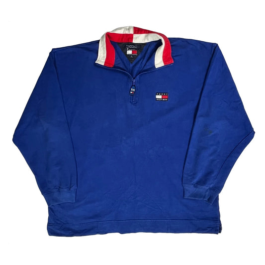 Tommy Hilfiger Collared 1/4 Zip - XL Blue Cotton