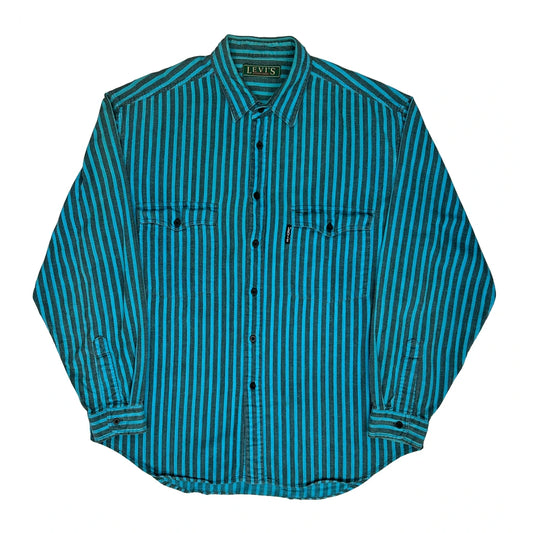 Levis Striped Shirt - Medium Blue Cotton