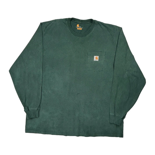 Vintage Carhartt Long Sleeve T-Shirt - 2XL Green Cotton