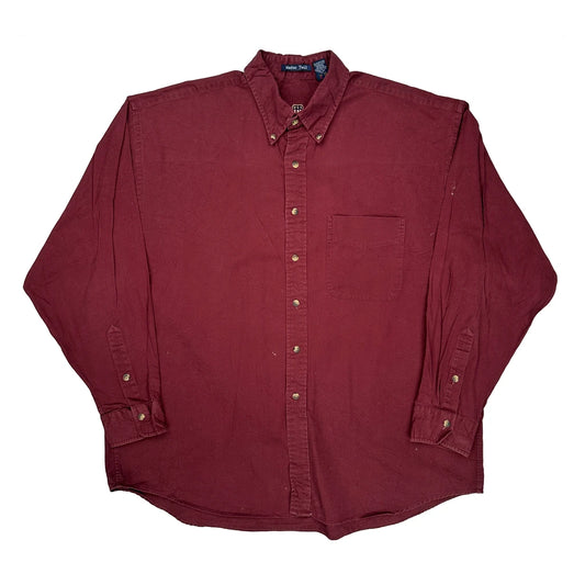 Washer Twill Gant Shirt - XL Burgundy Cotton