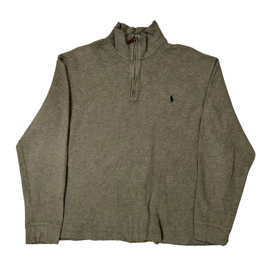 None Polo By Ralph Lauren 1/4 Zip - XL Grey Cotton