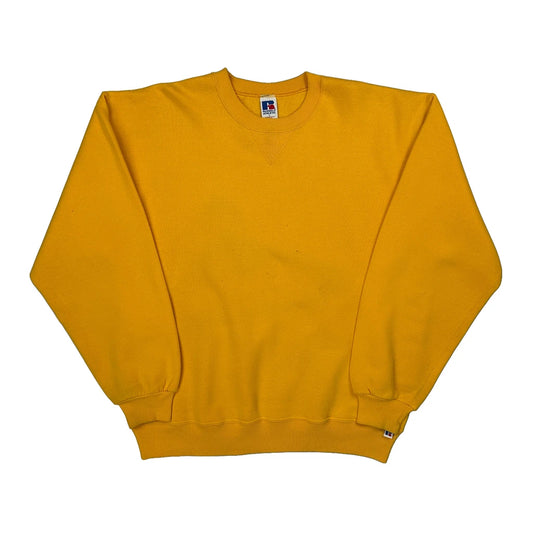 Russell Athletic Sweatshirt - Large Yellow Cotton