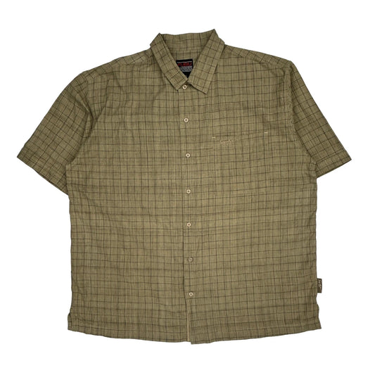 Fubu Checked Short Sleeve Shirt - 2XL Beige Cotton