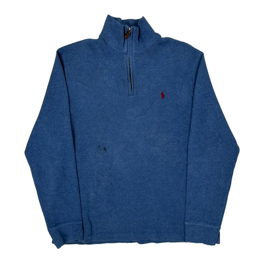Polo By Ralph Lauren 1/4 Zip - Large Blue Cotton
