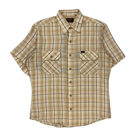 Wrangler Checked Short Sleeve Shirt - Medium Beige Cotton