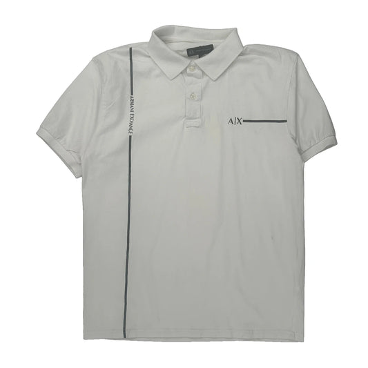 Armani Exchange Polo Shirt - Large White Cotton