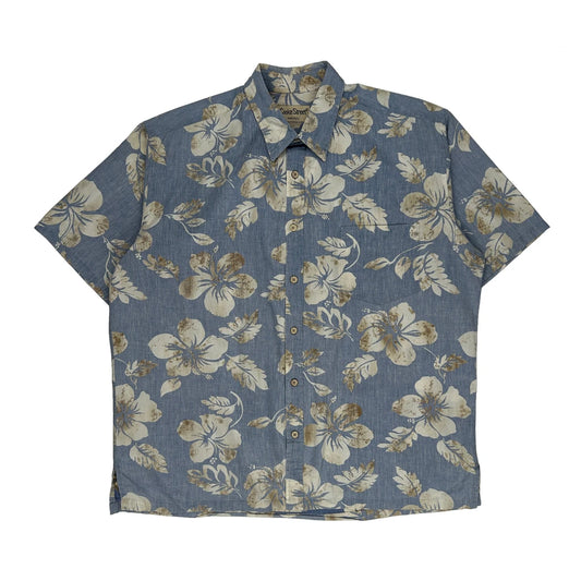 Cooke Street Floral Hawaiian Shirt - XL Blue Cotton