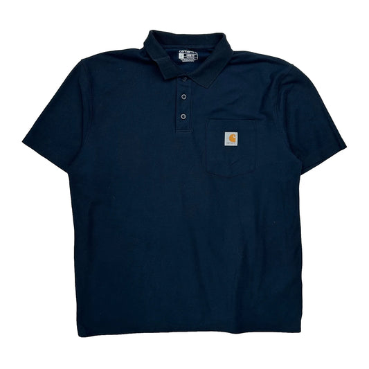 Carhartt Polo Shirt - Large Navy Cotton