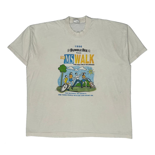 Vintage Ms Walk 1996 Fruit Of The Loom Graphic T-Shirt - 2XL White Cotton