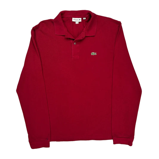 Lacoste Long Sleeve Polo Shirt - XL Red Cotton
