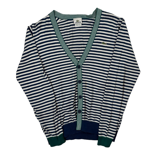 Lacoste Striped Cardigan - Medium Blue Cotton