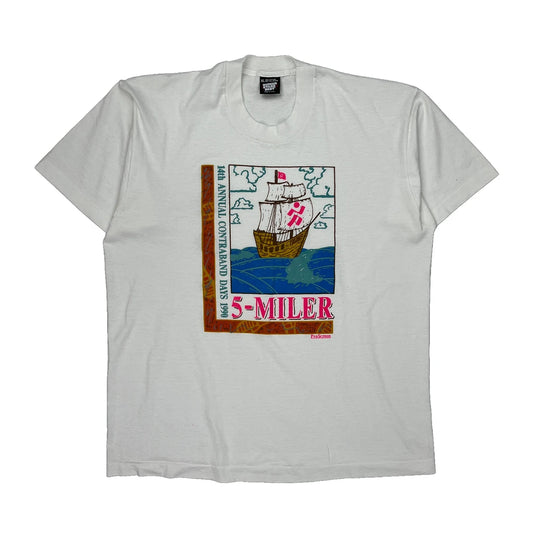 44Th Annual Contraband Days 1999 5-Miler Screen Stars Graphic T-Shirt - XL White Cotton Blend