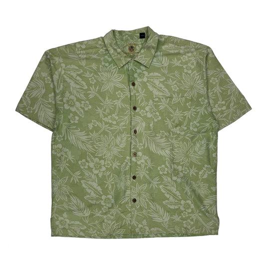 Eagle Dry Goods Co. Floral Hawaiian Shirt - XL Green Silk