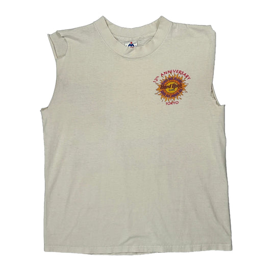 7Th Anniversary Tokyo Hard Rock Cafe Graphic T-Shirt - Medium Cream Cotton