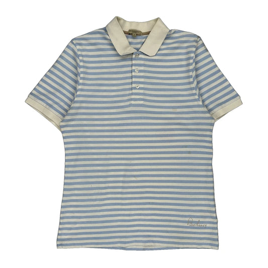 Burberry Striped Polo Shirt - Large Blue Cotton
