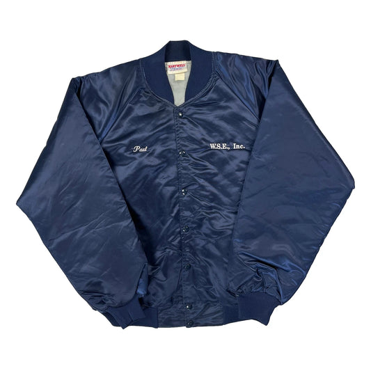 90Sw.S.E., Inc. Hartwell Satin Varsity Jacket - No Size Blue Polyester