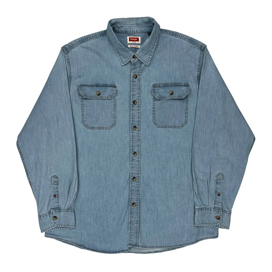 Wrangler Denim Shirt - XL Blue Cotton