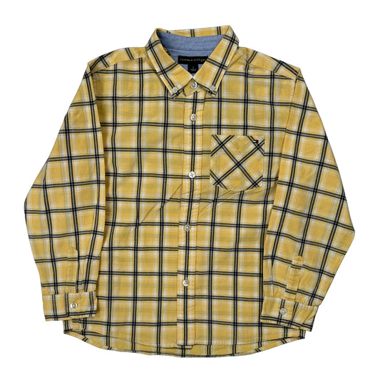 Age 7 Tommy Hilfiger Checked Shirt - Small Yellow Cotton