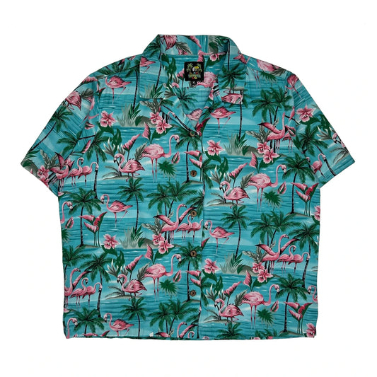 Bennys Floral Hawaiian Shirt - XL Blue Cotton
