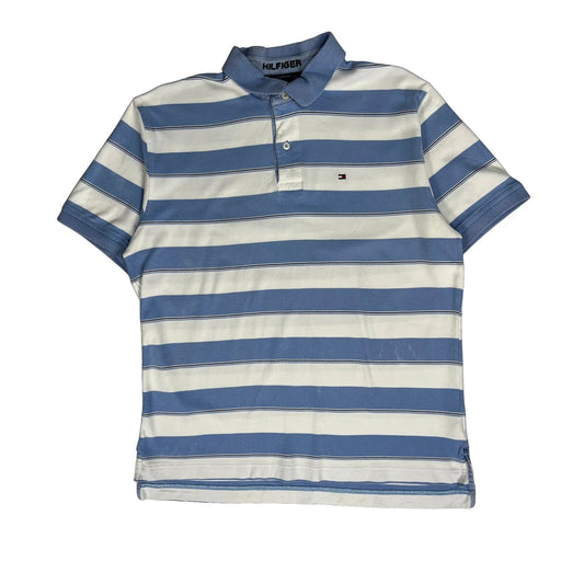 Tommy Hilfiger Striped Polo Shirt - XL Blue Cotton