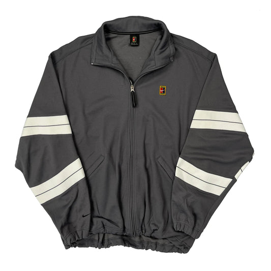 Nike Striped Track Jacket - Medium Grey Polyester