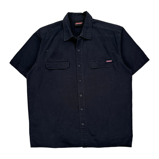 Dickies Short Sleeve Shirt - Large Black Cotton
