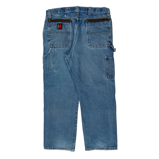 Wrangler Double Knee Carpenter Jeans - 35W 29L Blue Denim