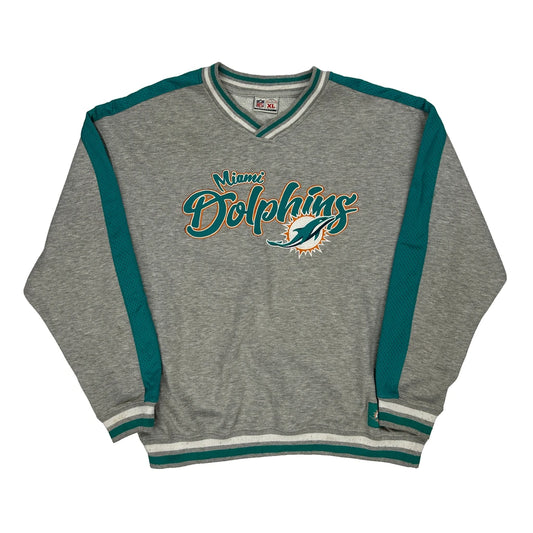 Miami Dolphins Nfl Sweatshirt - XL Grey Cotton Blend