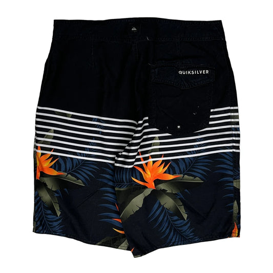 Quiksilver Striped Shorts - 30W 9L Navy Polyester
