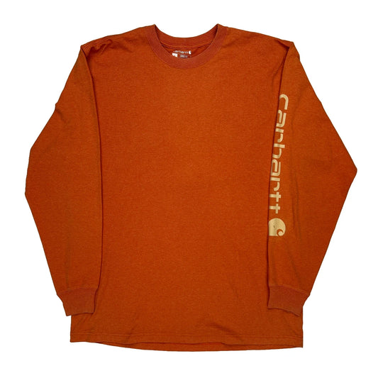 Carhartt Long Sleeve T-Shirt - Large Orange Cotton
