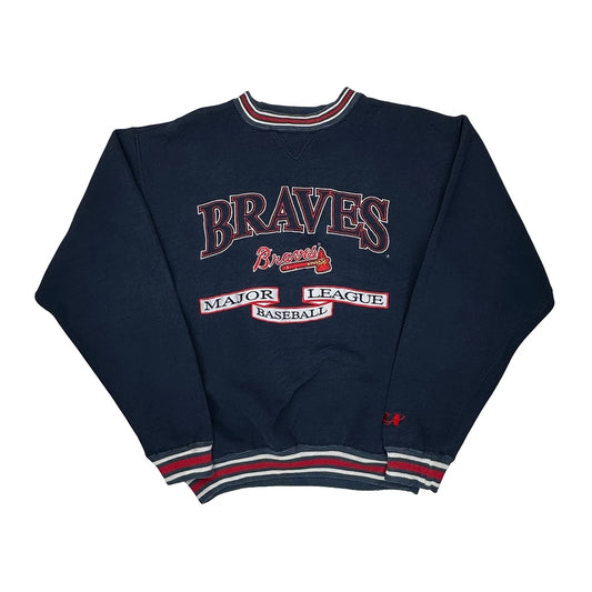 Braves Logo Athletics Mlb Sweatshirt - Medium Navy Cotton Blend