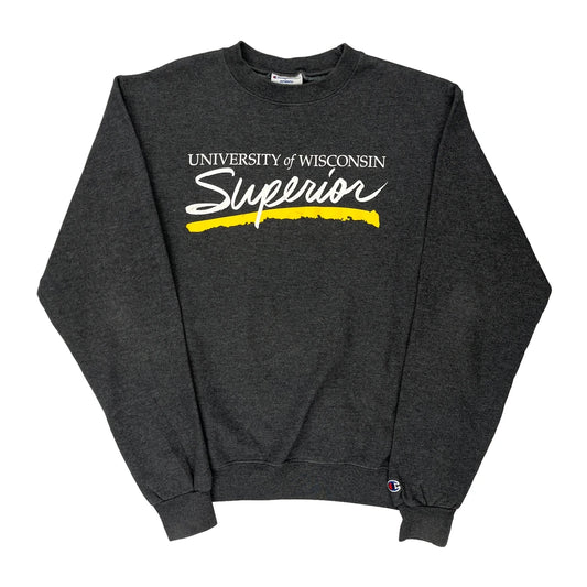 University Of Wisconsin Superior Champion College Sweatshirt - Small Grey Cotton Blend