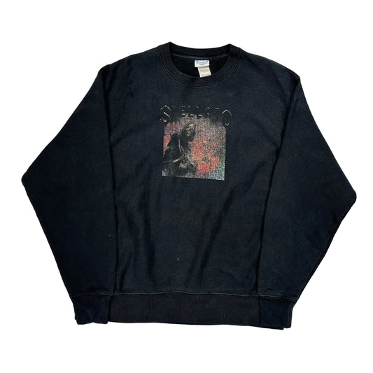 Reverse Weave Champion Graphic Sweatshirt - Large Black Cotton Blend