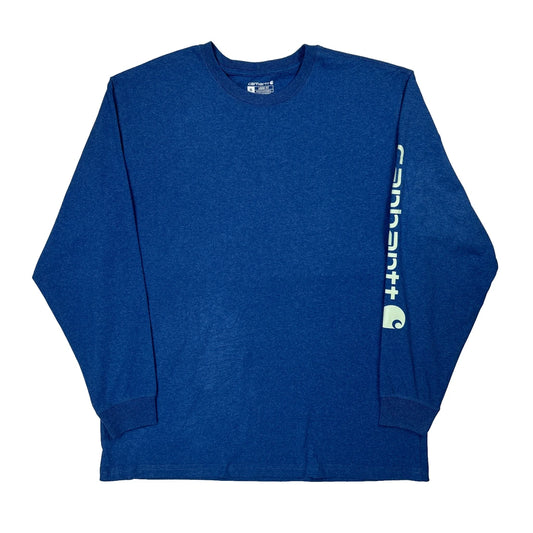 Vintage Carhartt Long Sleeve T-Shirt - XL Blue Cotton