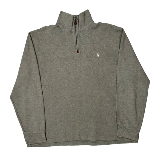 Polo By Ralph Lauren 1/4 Zip - Large Grey Cotton