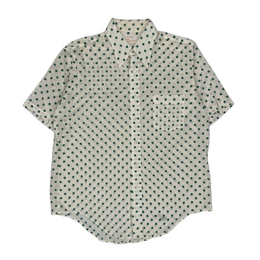 Kent Collection Arrow Polka Dot Short Sleeve Shirt - Large White Polyester Blend