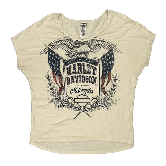 Made In USA Harley Davidson Graphic T-Shirt - XL Cream Cotton
