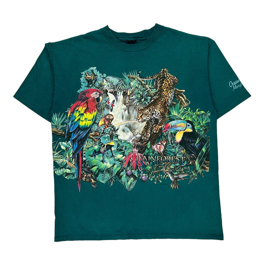 Rainforest Ocean Pacific Single Stitch T-Shirt - XL Green Cotton