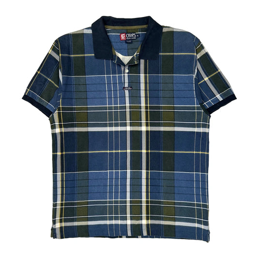 Chaps Ralph Lauren Checked Polo Shirt - XL Blue Cotton