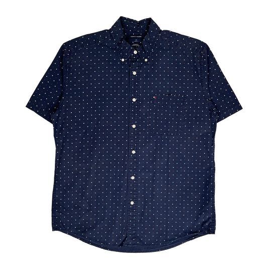 Tommy Hilfiger Polka Dot Short Sleeve Shirt - Large Navy Cotton