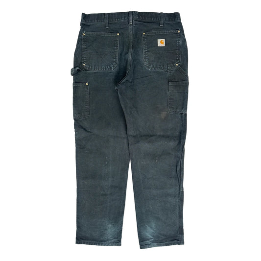 Vintage Blk Carhartt Double Knee Carpenter Trousers - 34W 32L Black Denim