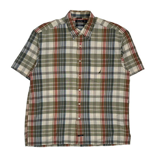 Nautica Checked Short Sleeve Shirt - XL Multicoloured Cotton