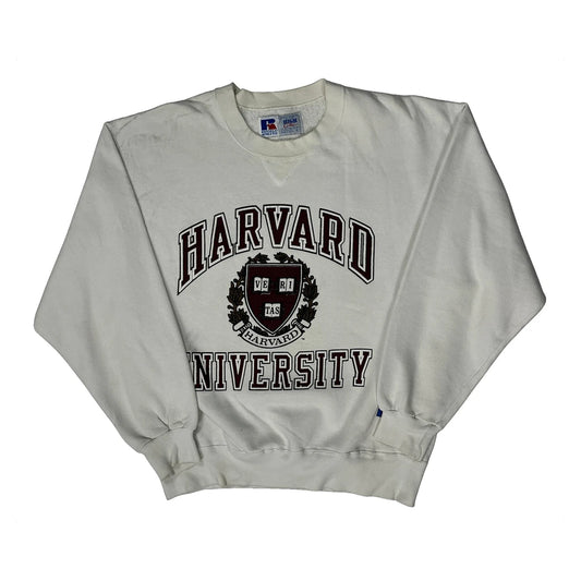 Made In USA Russell Athletic Harvard Sweatshirt - Large Cream Cotton