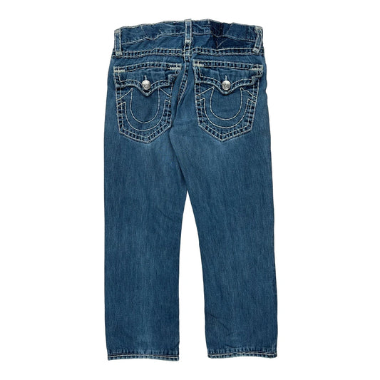 True Religion Contrast Stitch Jeans - 32W 22L Blue Denim