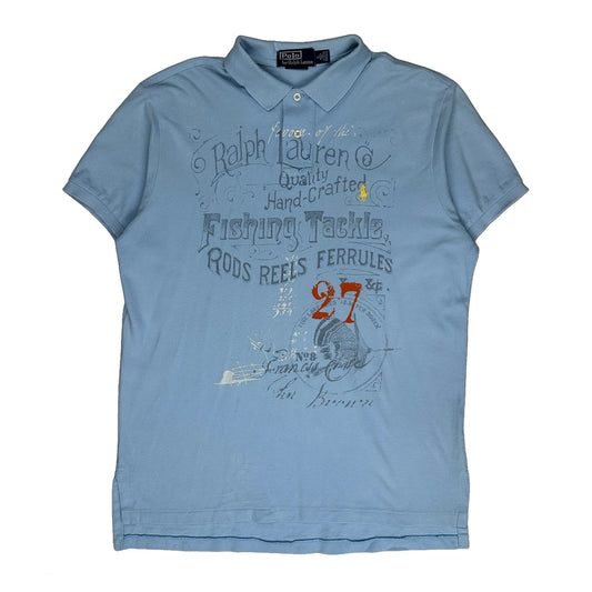 Polo By Ralph Lauren Graphic Polo Shirt - Large Blue Cotton