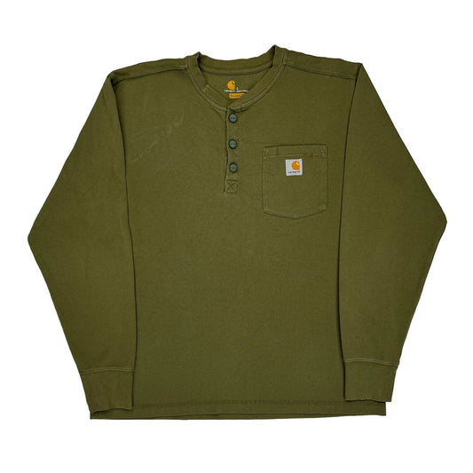 Carhartt Long Sleeve T-Shirt - Large Green Cotton